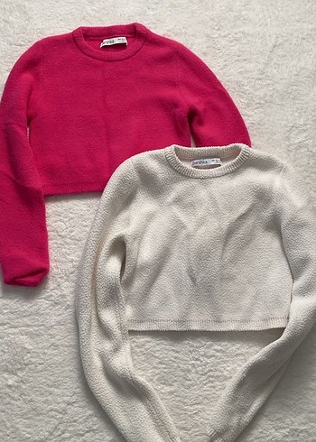 Pembe Mini Kadın Triko Sweatshirt