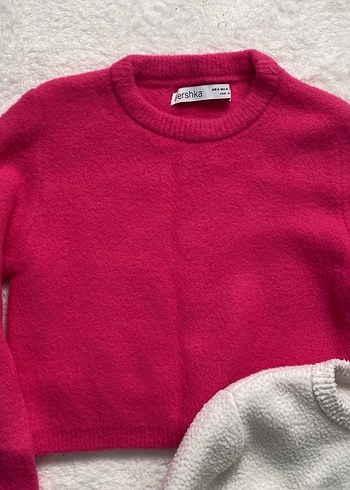 m Beden Pembe Mini Kadın Triko Sweatshirt