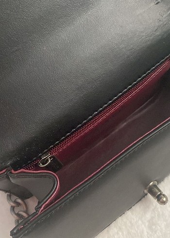  Beden siyah Renk Zincir Detaylı Siyah Deri Kadın Çanta