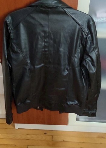 Düğmeli Kahverengi Deri Biker Ceket - Görsel 2