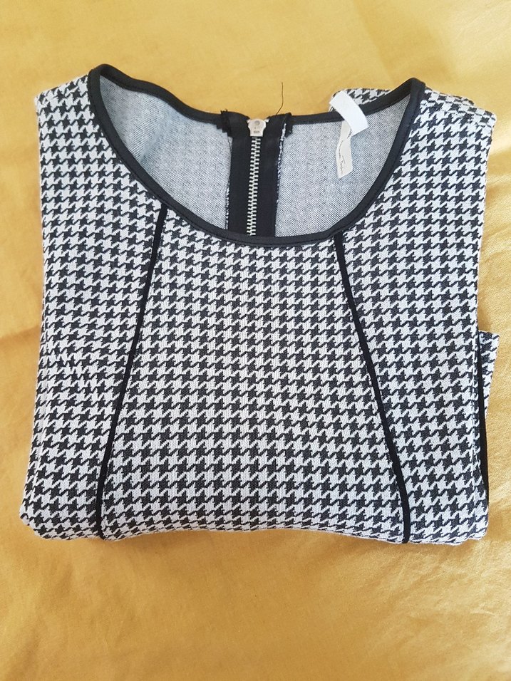 kareli yarim kollu elbise - Görsel 4