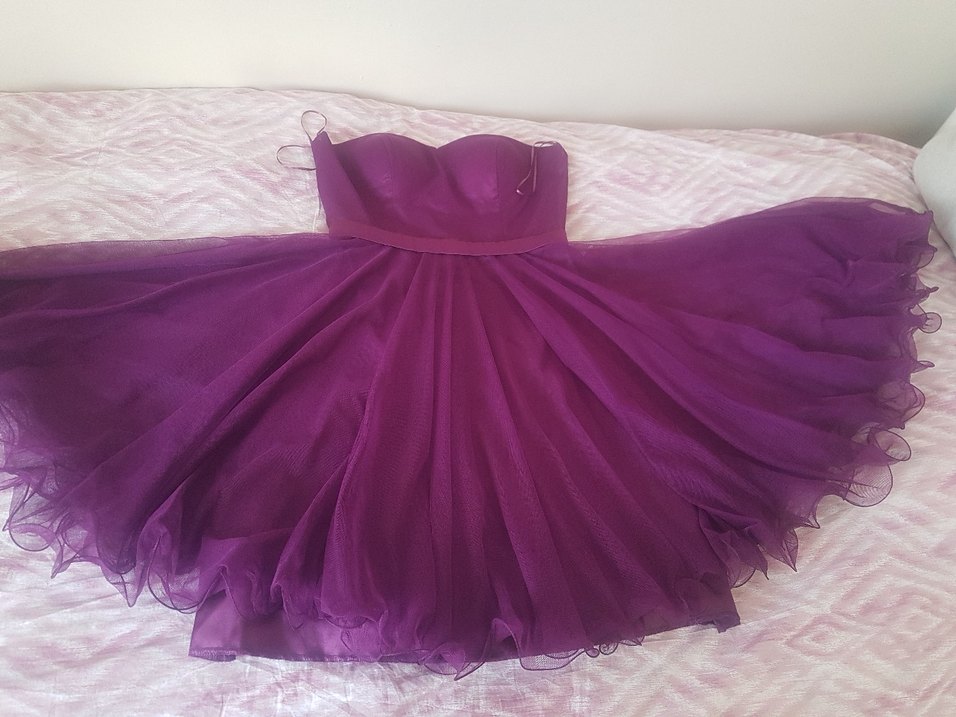 Mor Straplez Midi Abiye Elbise - Görsel 2