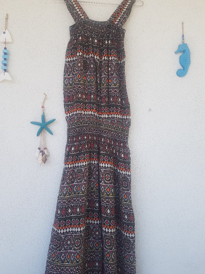 Bohem Desenli Uzun Elbise - Görsel 3