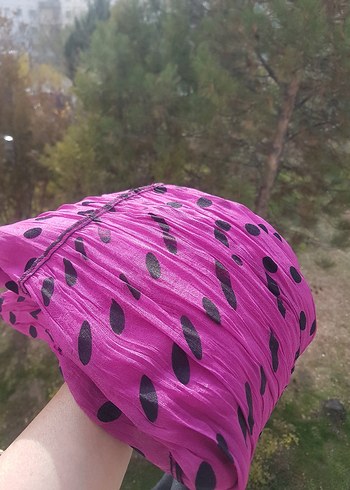 Pembe Pilili Uzun Bohem Etek - Görsel 4