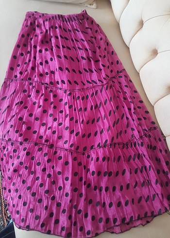 Pembe Pilili Uzun Bohem Etek - Görsel 2