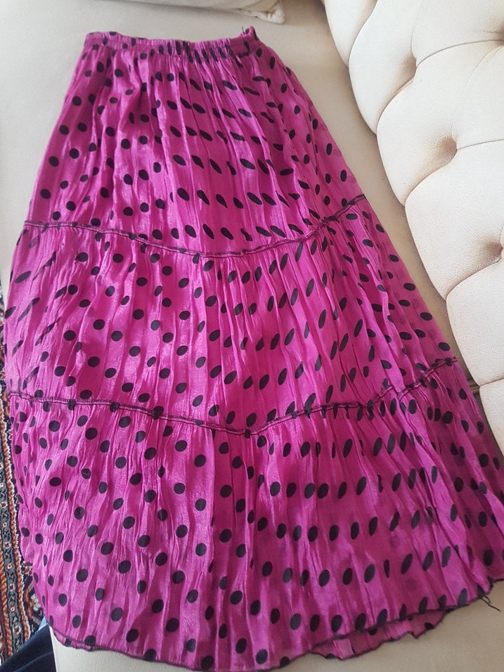 Pembe Pilili Uzun Bohem Etek - Görsel 2