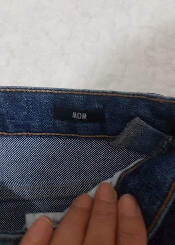Düğmeli Mavi Kadın Denim Jean - Görsel 3