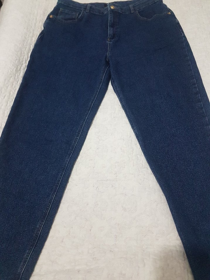 Düğmeli Mavi Kadın Denim Jean - Görsel 4