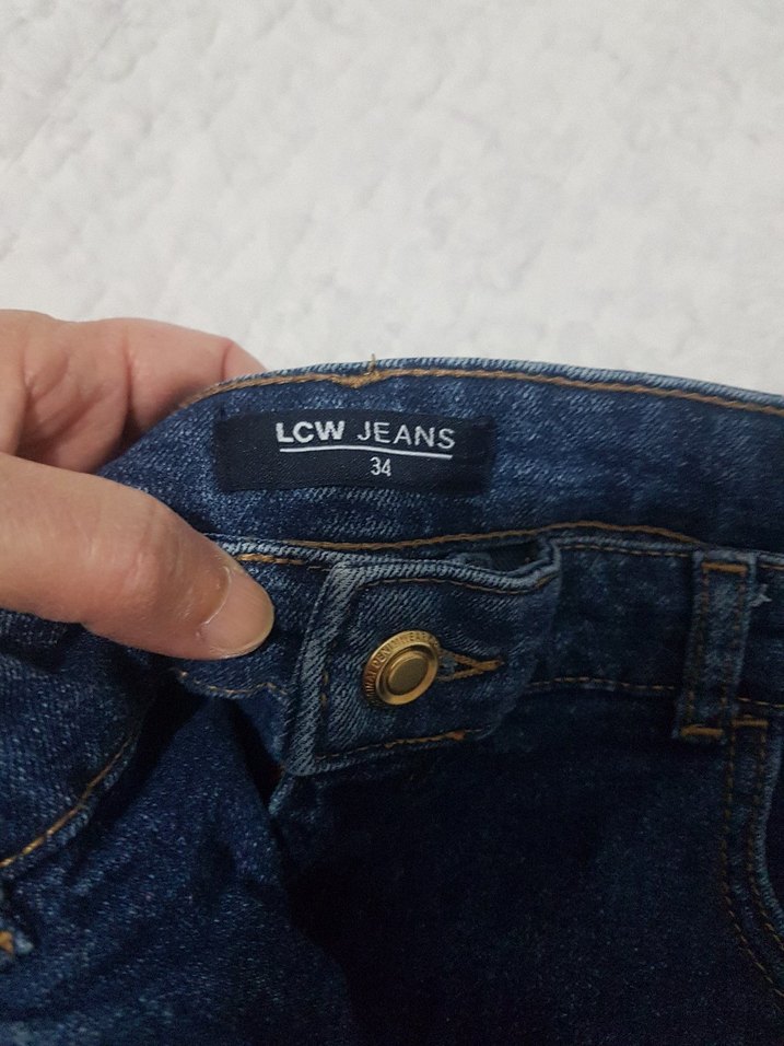 Düğmeli Mavi Kadın Denim Jean - Görsel 2