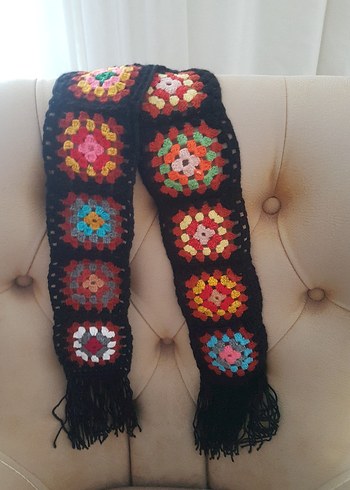 Renkli Örgü Bohem Kadın Şal - Görsel 3