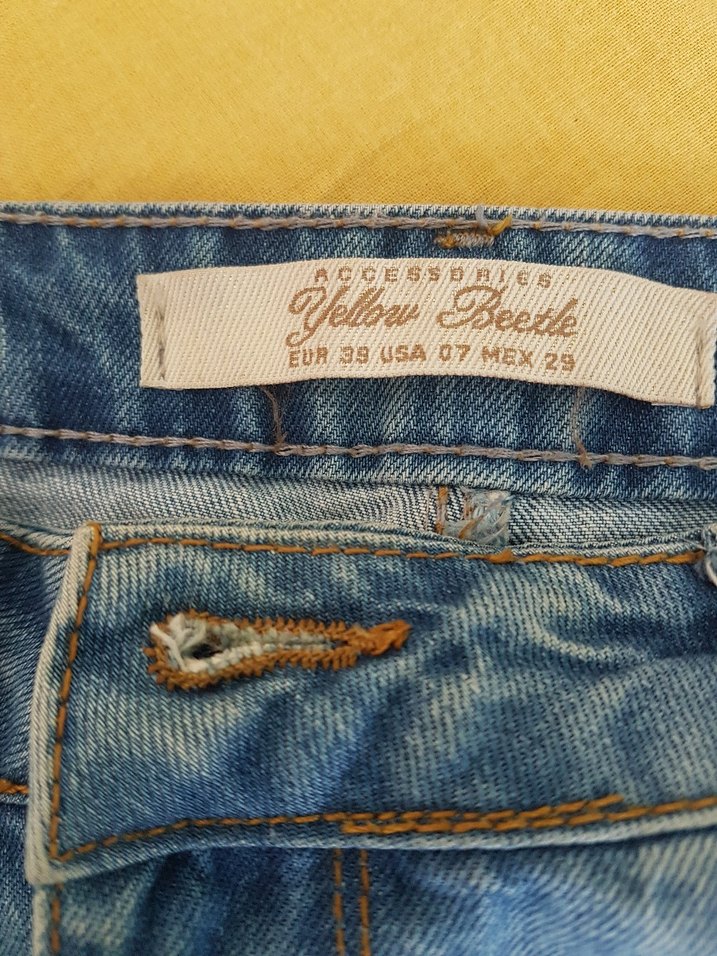 Dizlerde Yırtık Detaylı Mavi Bol Kesim Kadın Kot Pantolon - Görsel 5