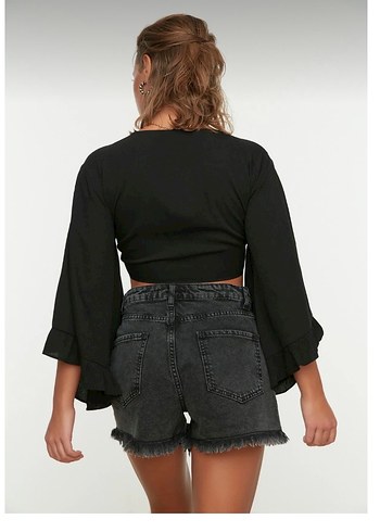 Siyah Bağlamalı Bluz - Görsel 3