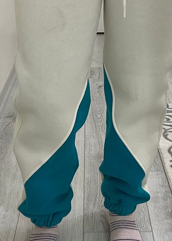 Beyaz Nakışlı ve Bağcıklı Kadın Eşofman Altı - Görsel 9