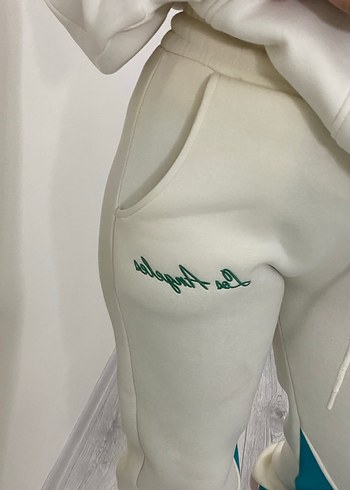 Beyaz Nakışlı ve Bağcıklı Kadın Eşofman Altı - Görsel 8