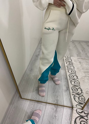 Beyaz Nakışlı ve Bağcıklı Kadın Eşofman Altı - Görsel 11