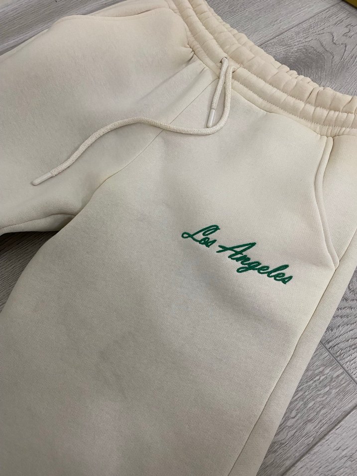 Beyaz Nakışlı ve Bağcıklı Kadın Eşofman Altı - Görsel 4