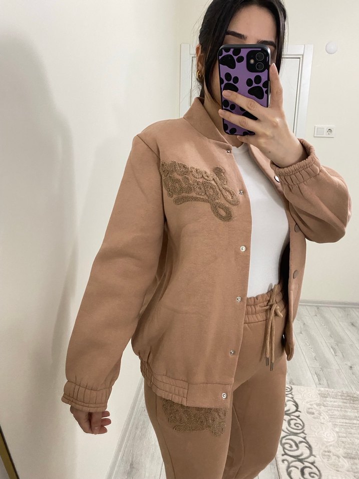 Bej Kadın Street Style Eşofman Takımı - Görsel 2