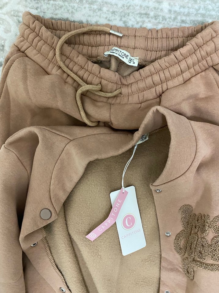 Bej Kadın Street Style Eşofman Takımı - Görsel 5