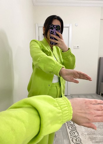 Düğmeli Yeşil Kadın Eşofman Takımı - Görsel 3