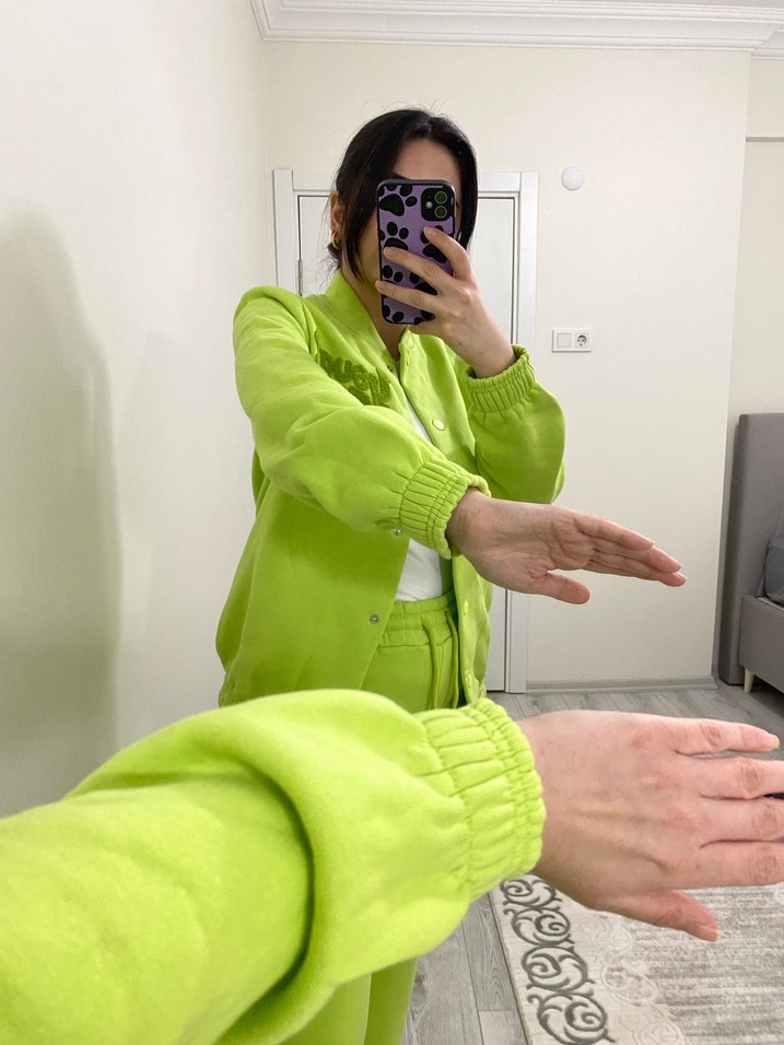 Düğmeli Yeşil Kadın Eşofman Takımı - Görsel 3