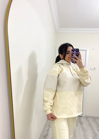 Beyaz Kadın Midi Eşofman Takımı - Görsel 8