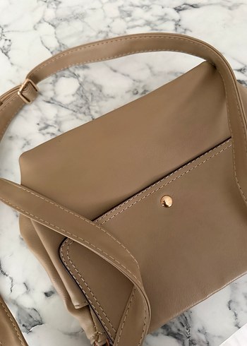 Bej Deri Kadın Çanta - Modern Klasik - Görsel 2