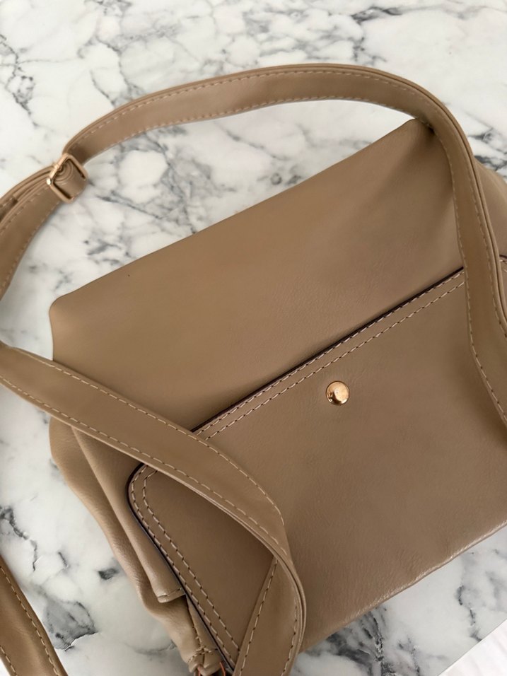 Bej Deri Kadın Çanta - Modern Klasik - Görsel 2