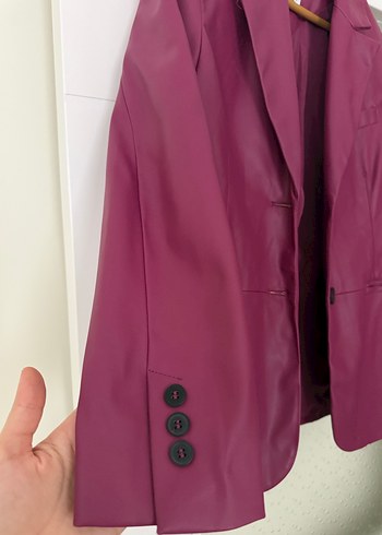 Pembe bershka deri ceket - Görsel 4