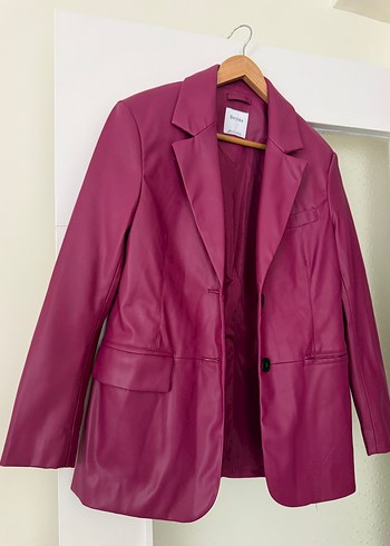 Pembe bershka deri ceket - Görsel 5