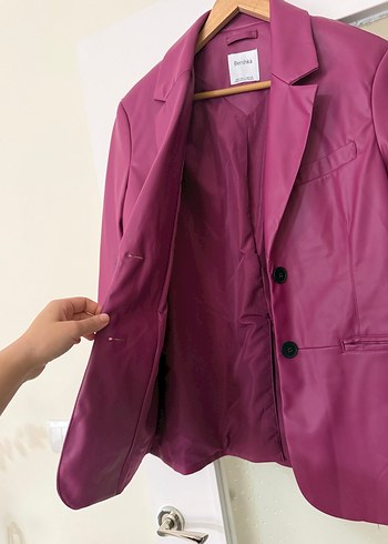 Pembe bershka deri ceket - Görsel 6