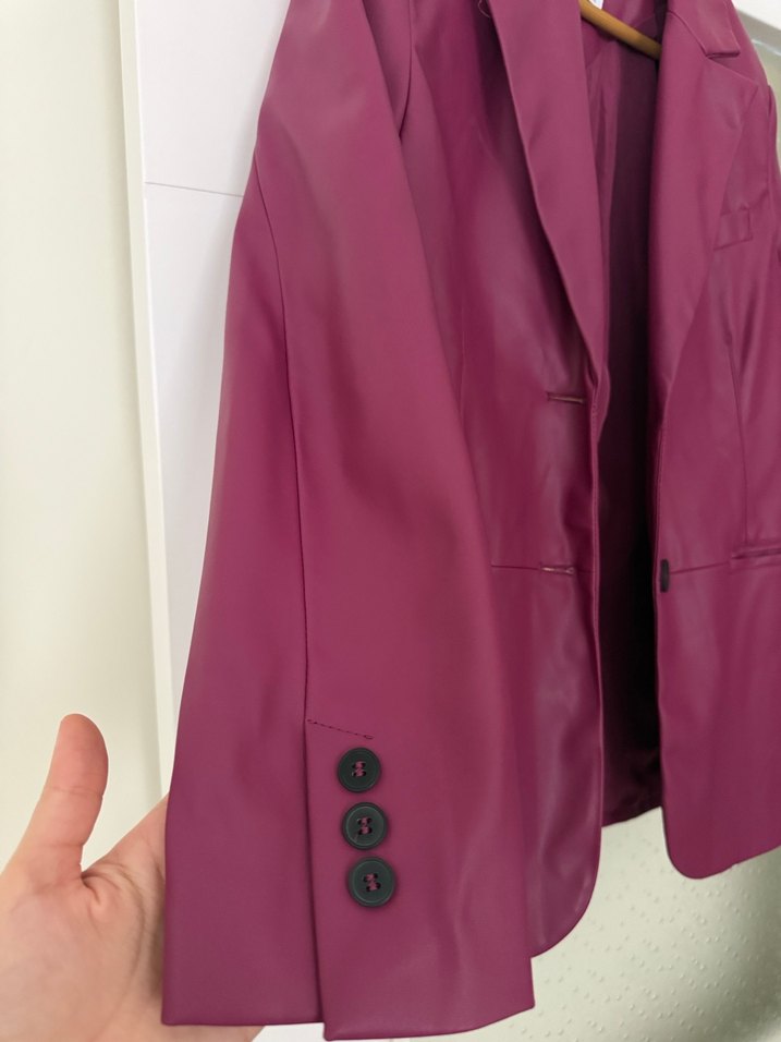 Pembe bershka deri ceket - Görsel 4