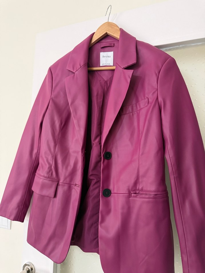 Pembe bershka deri ceket - Görsel 2