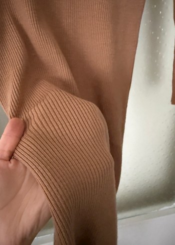 Uzun Kollu camel Dar Kesim Elbise - Görsel 5