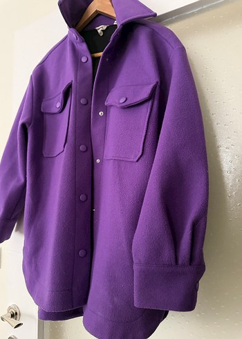 Mor Düğmeli ceket gömlek - Görsel 5
