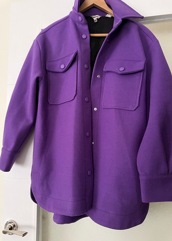 Mor Düğmeli ceket gömlek - Görsel 6