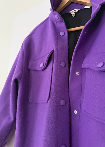 Mor Düğmeli ceket gömlek - Görsel 4