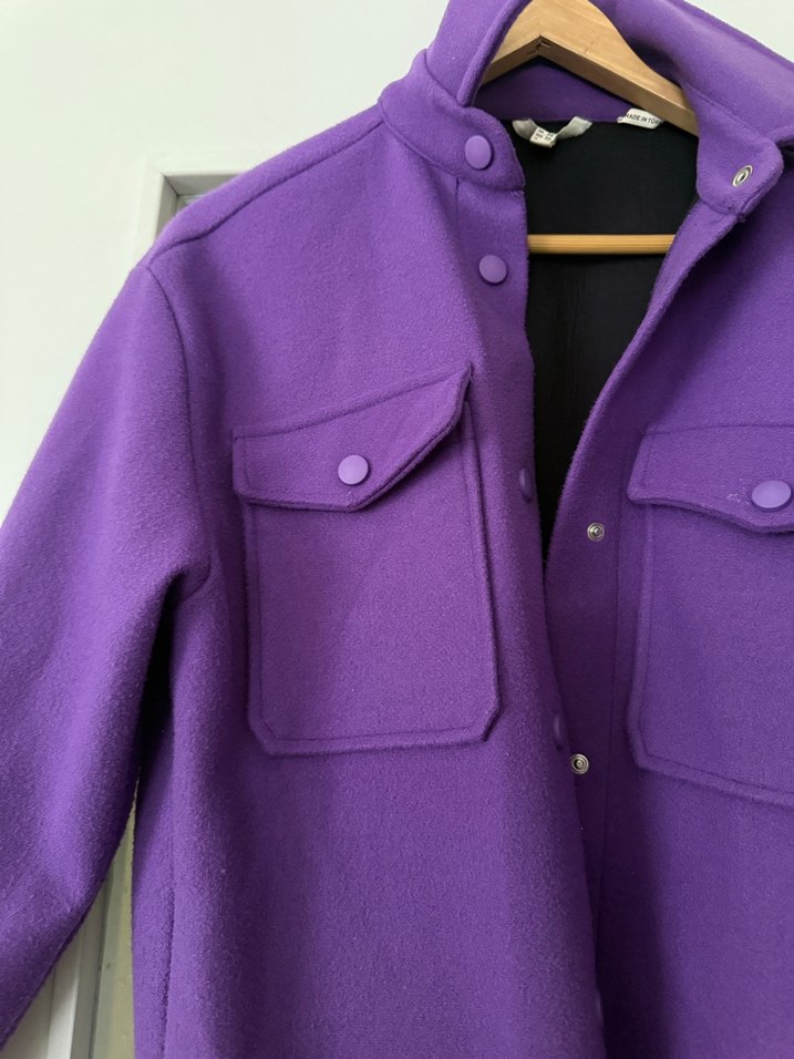 Mor Düğmeli ceket gömlek - Görsel 2