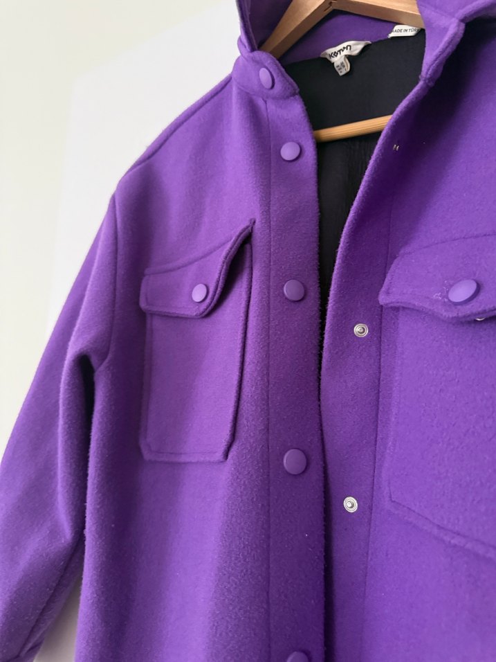 Mor Düğmeli ceket gömlek - Görsel 4