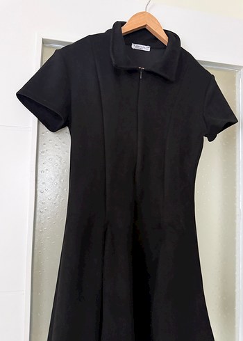 Siyah Kısa Kollu Midi Goth Elbise - Görsel 2