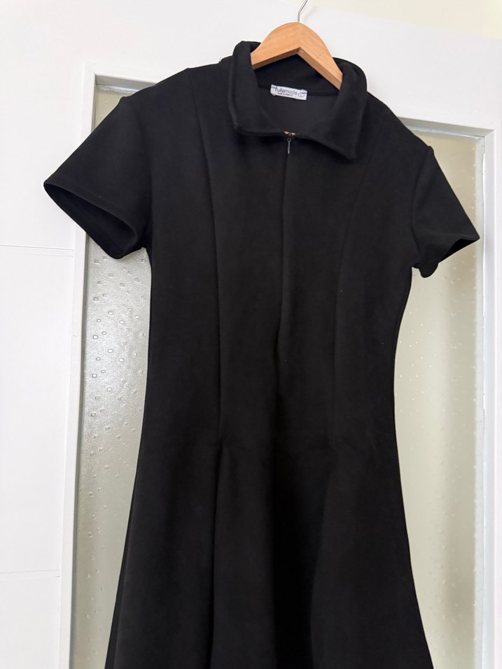 Siyah Kısa Kollu Midi Goth Elbise - Görsel 2