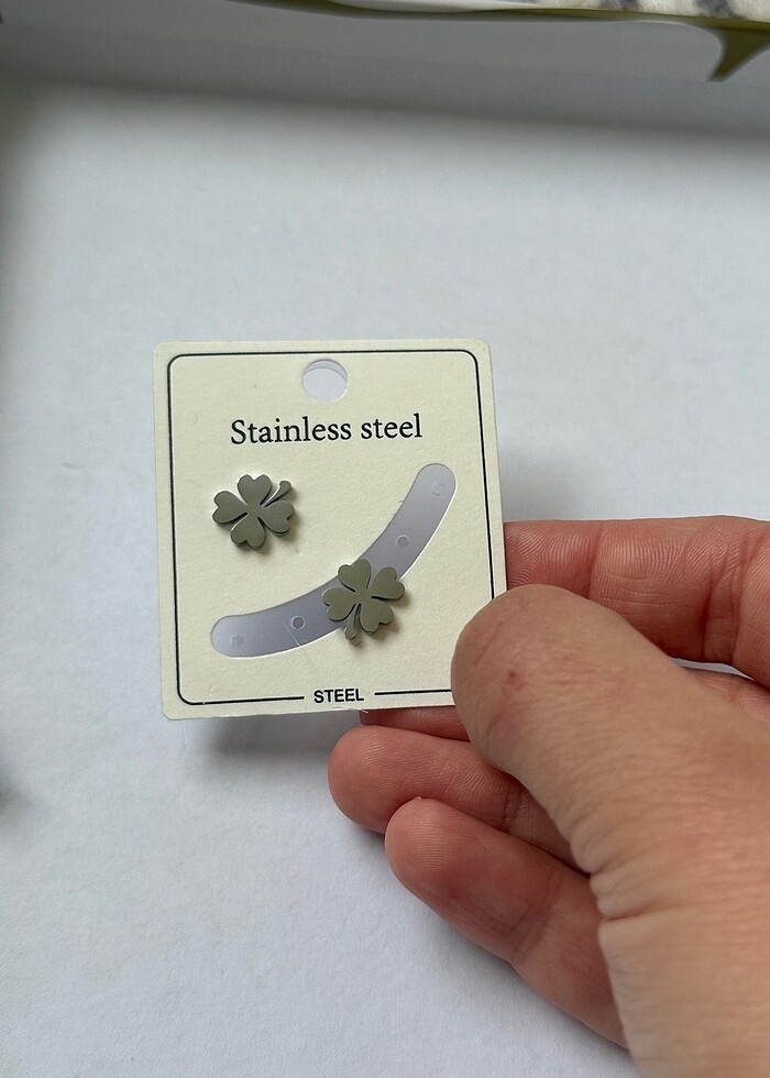 Çelik yonca küpe - Görsel 2