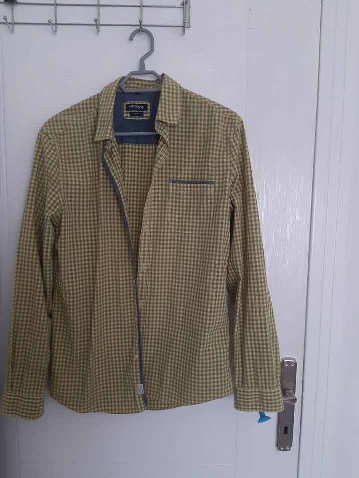 Erkek Sarı Kareli Uzun Kollu Gömlek - Görsel 3