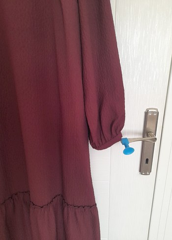 Bordo Nakışlı Kadın Uzun Elbise - Görsel 7