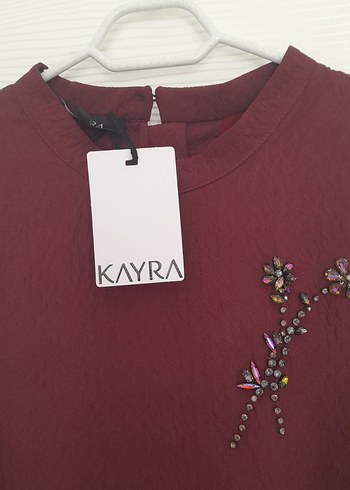 Bordo Nakışlı Kadın Uzun Elbise - Görsel 5