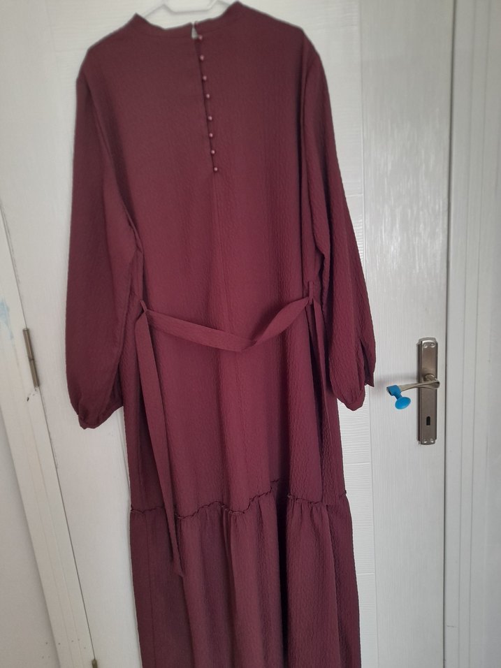 Bordo Nakışlı Kadın Uzun Elbise - Görsel 4