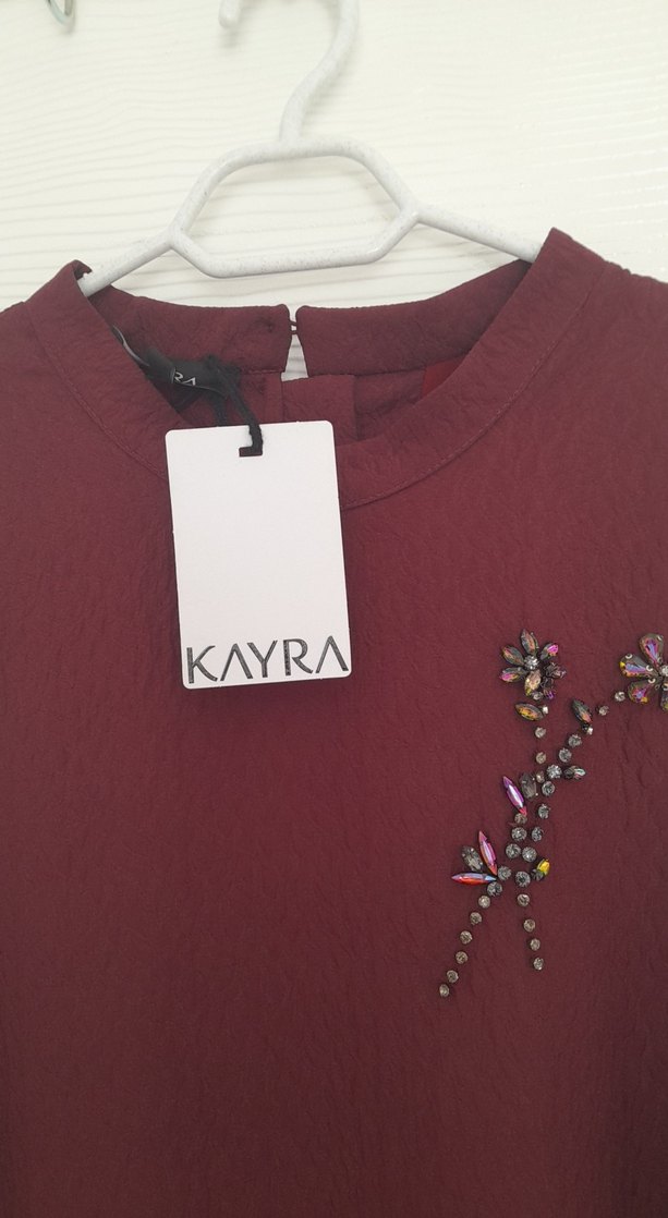 Bordo Nakışlı Kadın Uzun Elbise - Görsel 5