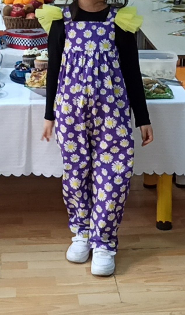 Rahat Kesim Mor Çiçekli Kız Tulum - Görsel 3