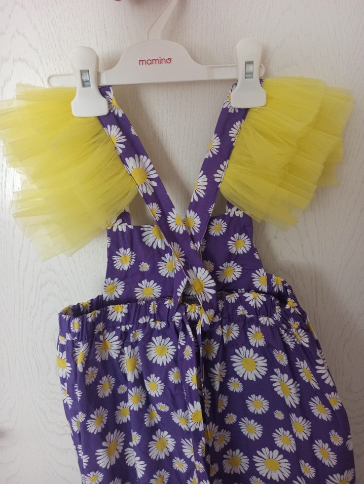 Rahat Kesim Mor Çiçekli Kız Tulum - Görsel 4