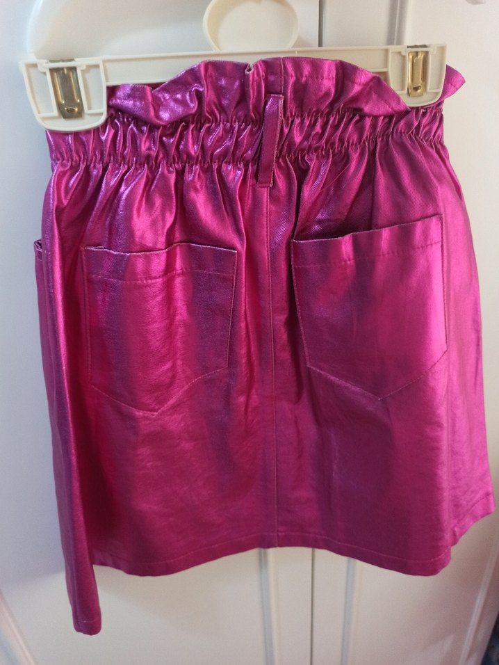 Parlak Pembe Düğmeli Kız Çocuk Etek - Görsel 4