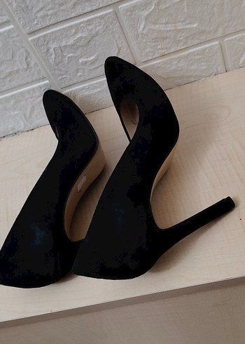 Siyah Süet Stiletto Kadın Topuklu - Görsel 5